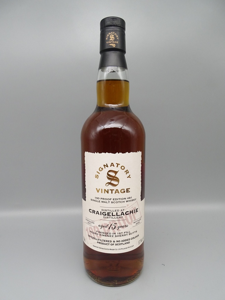 Craigellachie 2011/2026 15yo 1st fill PX Sherry Butts Finish 100 Proof Ed. Nr. 81 57,1%