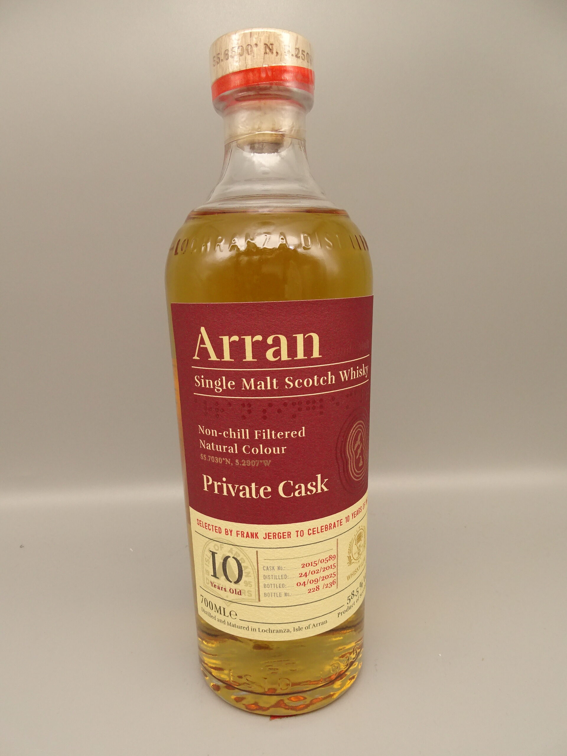 Arran 2015/2025 10yo 1st Fill Bourbon Barrel WFL "10th Anniversary" 58,4%