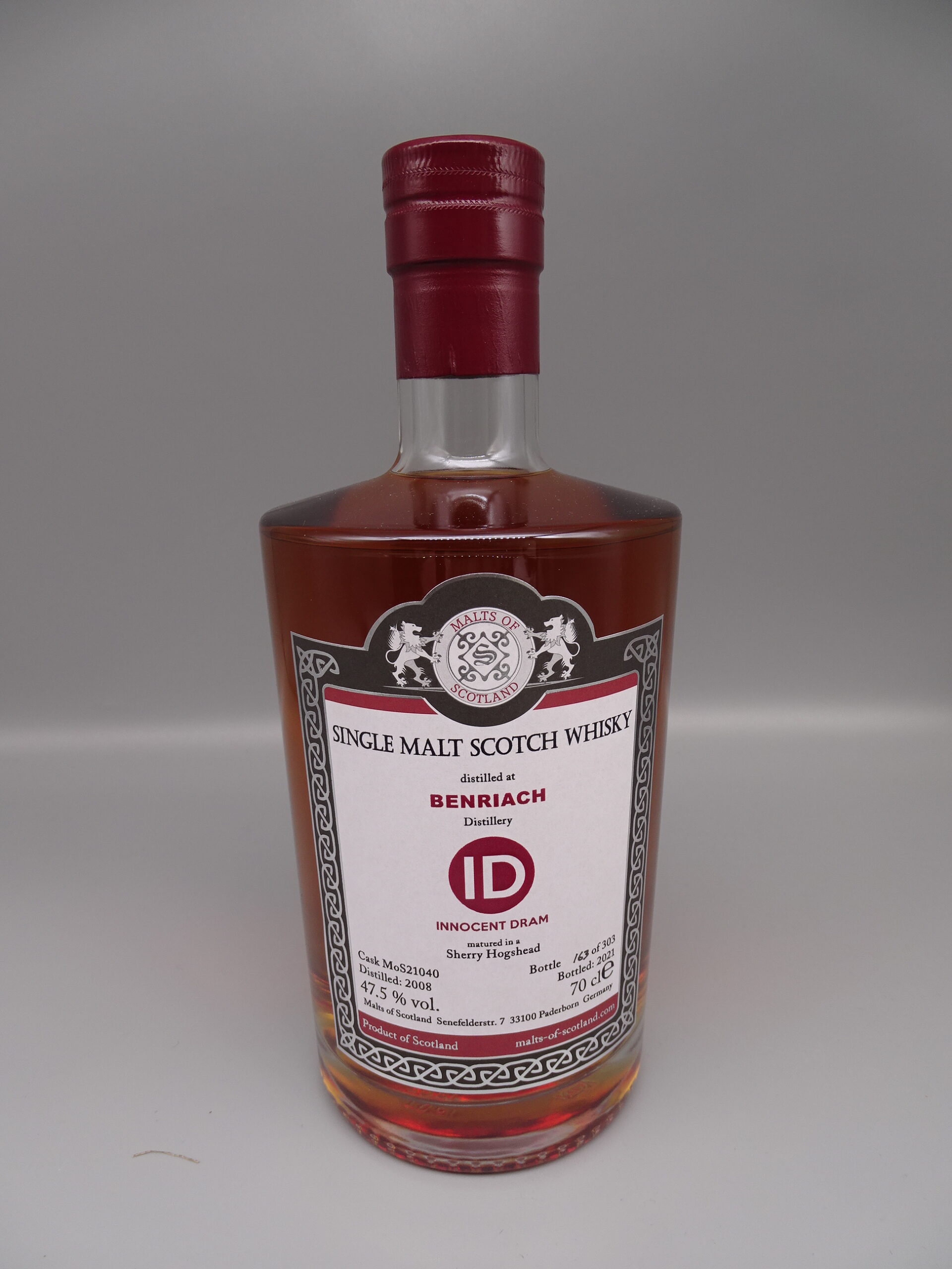 Benriach 2008/2021 ID Innocent Dram Sherry Hogshead 47,5%
