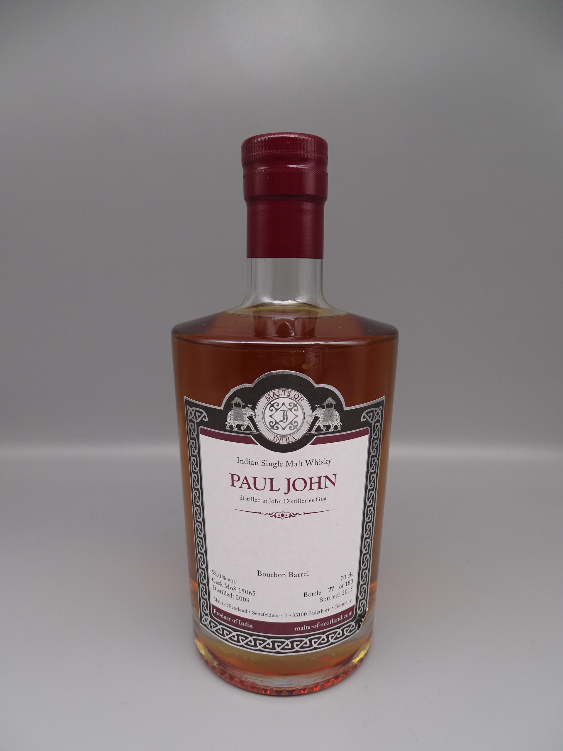 Paul John 2009/2015 5yo Bourbon Barrel 58,0% Cask Strength